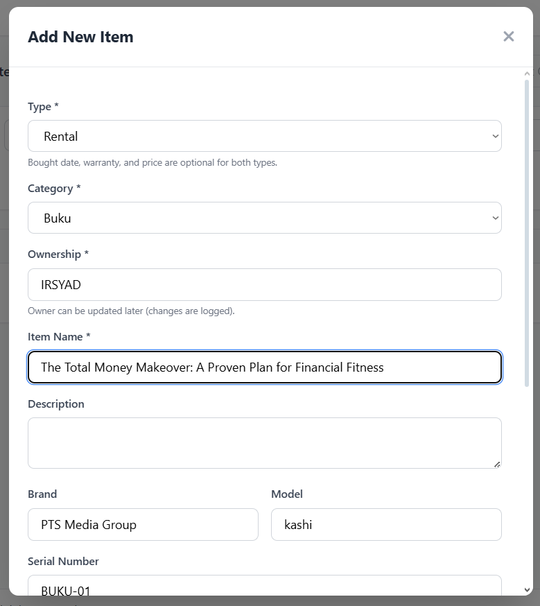 Add Items Screenshot